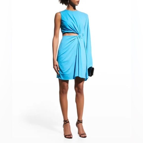 NWT Halston Women’s Daniela Jersey Side Twist Mini Dress in Blau in size 8 - Picture 2 of 9